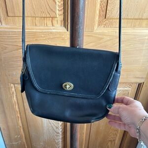 Vintage Coach crossbody black leather purse